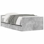 vidaXL Cadre de lit avec tiroirs sans matelas gris béton 90x190 cm