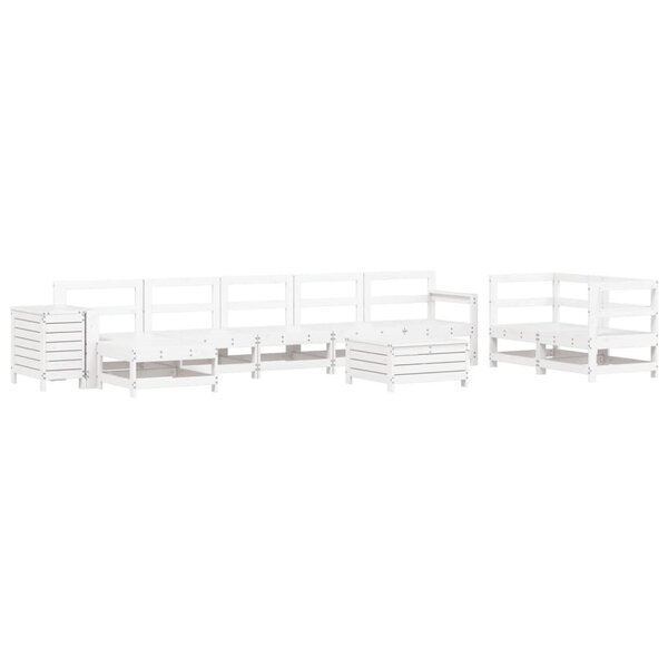 vidaXL Salon de jardin 10 Pièces blanc bois de pin massif