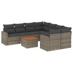 vidaXL Salon de jardin 9 Pièces avec coussins gris résine tressée