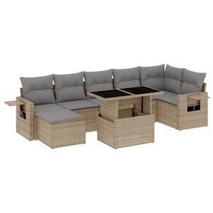 vidaXL Salon de jardin avec coussins 8 Pièces beige résine tressée