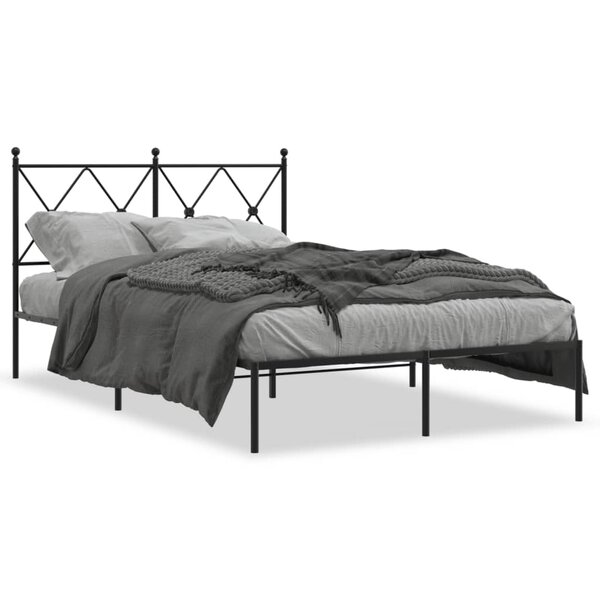 vidaXL Cadre de lit métal sans matelas avec tête de lit noir 120x200cm