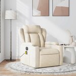 vidaXL Fauteuil de massage inclinable Crème Tissu