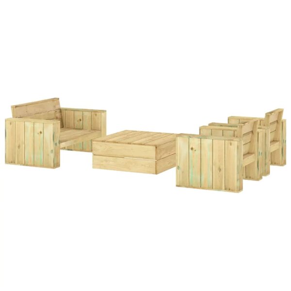 Salon de jardin meuble d'extérieur ensemble de mobilier 4 pièces bois massif de pin imprégné 02_0016249