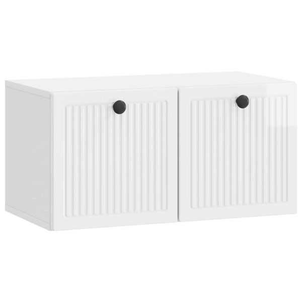 vidaXL Meuble TV mural Montage mural Blanc brillant 59 5 x 31 x 30 cm