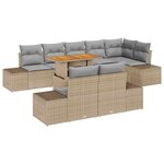 vidaXL Ensemble de canapé de jardin 9 Pièces Beige Poly rotin