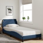 vidaXL Lit avec matelas Dover bleu 90x190 cm tissu