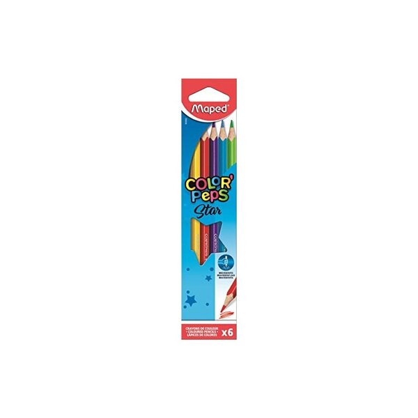 Maped crayons couleur COLOR'PEPS  triangulaire  étui de 6 en carton