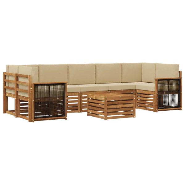 vidaXL Ensemble de canapés d'extérieur 8 Pièces Naturel et Beige