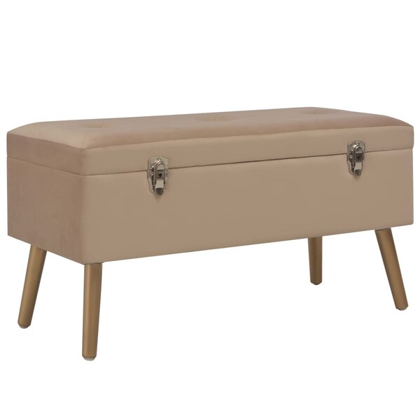 Banc banquette avec compartiment de rangement 80 cm beige velours 02_0010726