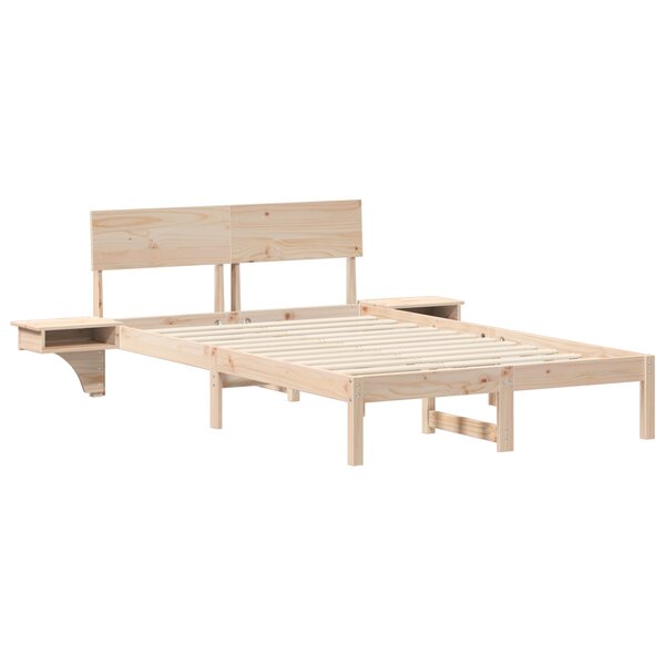 vidaXL Cadre de lit avec tables de chevet Marron Bois massif en pin