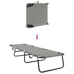 vidaXL Chaise longue pliante 2 Pièces portable en tissu Oxford gris 600D