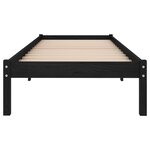 vidaXL Cadre de lit Noir Bois massif 75x190 cm Petit simple