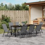 Ensemble de salle à manger de jardin 9 pièces vidaXL Gris Textilène et Acier