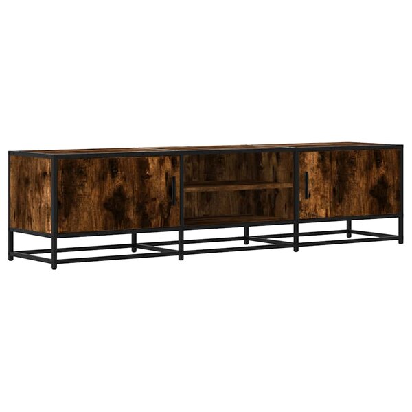 vidaXL Meuble TV chêne fumé 160x35x41 cm bois d'ingénierie et métal