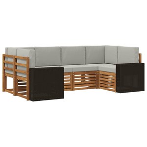 vidaXL Ensemble de canapés d'extérieur 6 pc Naturel et gris clair