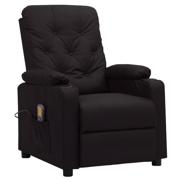 vidaXL Fauteuil de massage Noir Similicuir
