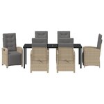 Ensemble de salle à manger de jardin 7 pièces avec coussins Rattan poly beige