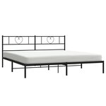 vidaXL Cadre de lit métal sans matelas avec tête de lit noir 200x200cm