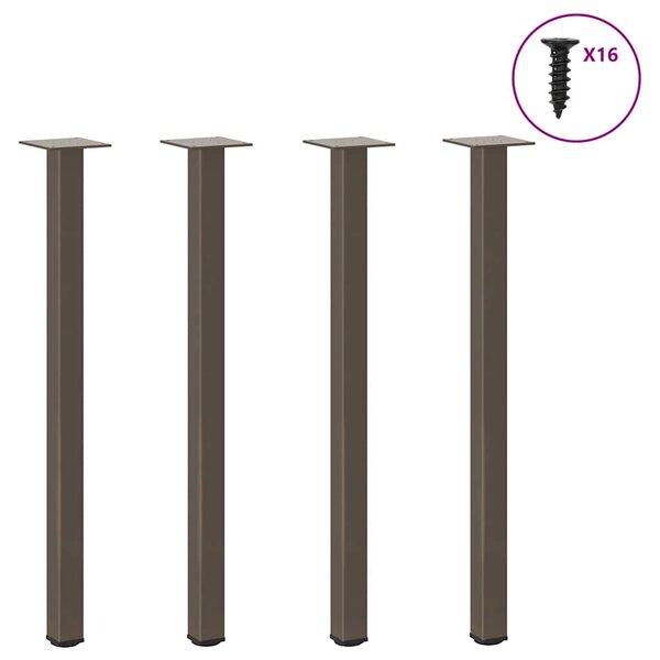 vidaXL Pieds de table console 4 pièces Acier naturel 72-74 cm Acier
