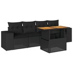 vidaXL Salon de jardin 5 Pièces avec coussins noir résine tressée
