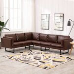 vidaXL Canapé d'angle en similicuir marron