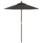 vidaXL Parasol de jardin avec mât en bois noir 196x231 cm