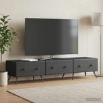 vidaXL Meuble TV avec tiroir Noir 147 x 34 5 x 30 cm Bois d'ingénierie