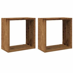 vidaXL Étagères cube murales 2 Pièces vieux bois 30x15x30 cm