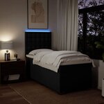 vidaXL Sommier à lattes de lit avec matelas Noir 100x200 cm Tissu