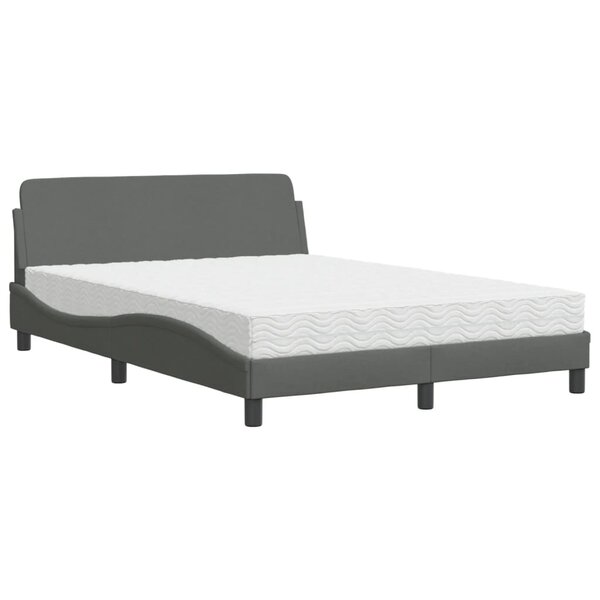 vidaXL Lit avec matelas gris foncé 140x190 cm tissu