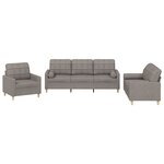 vidaXL Ensemble de canapés 3 Pièces avec coussins taupe tissu