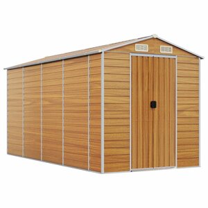 vidaXL Abri de jardin marron clair 191x385x198 cm acier galvanisé