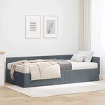 vidaXL Cadre de lit d'angle avec matelas Autre 2 Pièces Gris Velours