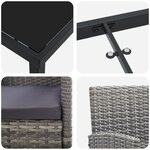 vidaXL Ensemble de salle à manger de jardin 3 pièces avec coussins gris rattan poly