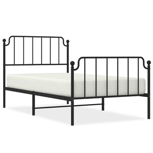vidaXL Cadre de lit métal sans matelas et pied de lit noir 100x200 cm