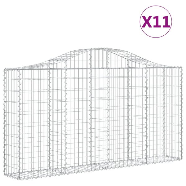 vidaXL Paniers à gabions arqués 11 Pièces 200x30x100/120 cm Fer galvanisé