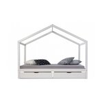 Lit cabane enfant  90x200 avec tiroirs bois Blanc