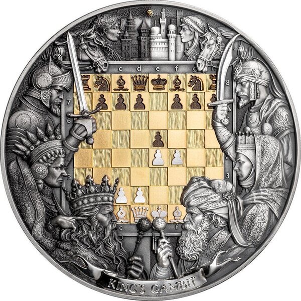 Pièce de monnaie en Argent 7 Dollars g 93.3 (3 oz) Millésime 2025 Chess Battle KING GAMBIT