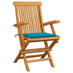 vidaXL Chaises de jardin avec coussins bleu lot de 8 Bois teck massif