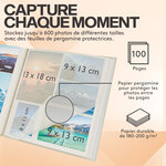 Album Photo Scrapbooking- 100 pages pour 600 photos- Pour 9x13 cm  10x15 cm et 13x18 cm- Livre Photo en Lin- Beige- ACROPAQ
