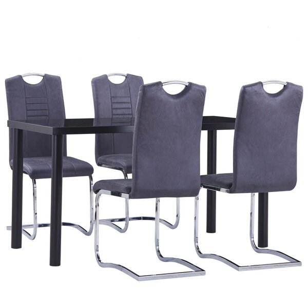 vidaXL Ensemble de salle à manger 5 Pièces Similicuir daim Gris