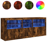 vidaXL Buffet avec lumières LED chêne fumé 162x37x67 cm