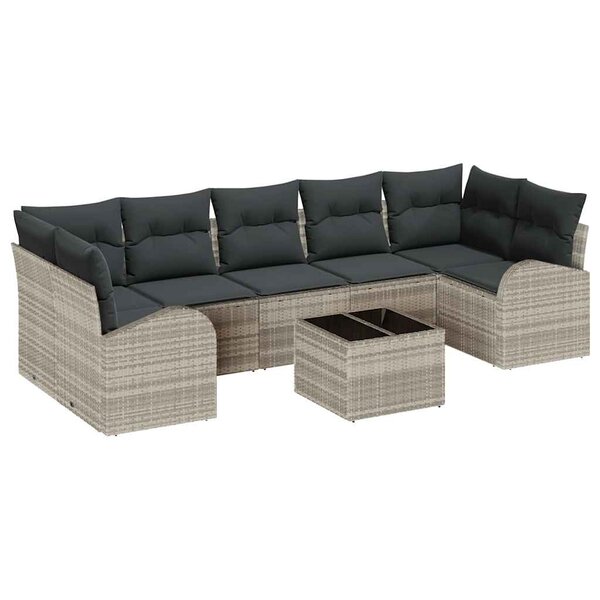 vidaXL Ensemble de canapé de jardin 8 Pièces Gris clair 55 x 55 x 37 cm