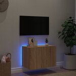 vidaXL Meuble TV mural avec lumières LED chêne sonoma 60x35x41 cm