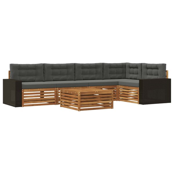 vidaXL Ensemble de canapés d'extérieur 6 pc Naturel et Anthracite