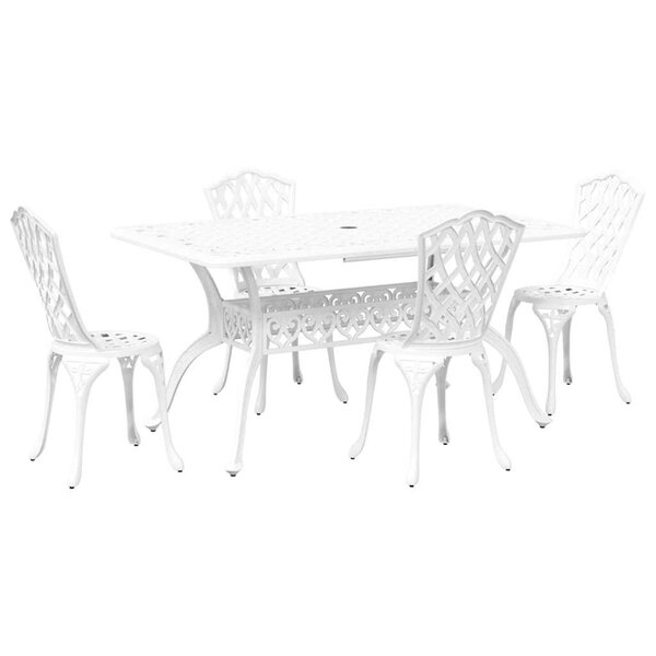 vidaXL Ensemble de salle à manger pour jardin 5 Pièces Blanc Aluminium