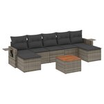vidaXL Salon de jardin 8 Pièces avec coussins gris résine tressée
