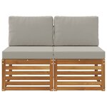vidaXL 2 Pièce Sofa de milieu extérieur Bois d'Acacia Massif Naturel