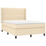 vidaXL Sommier à lattes de lit matelas et LED Crème 140x200 cm Tissu