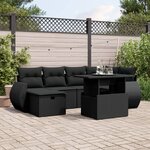 vidaXL Salon de jardin 7 Pièces avec coussins noir résine tressée